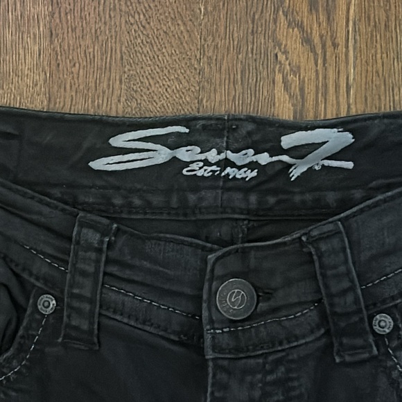 SEVEN 7 Jeans Black Distressed Slim Straight Size 12 - Picture 3 of 12
